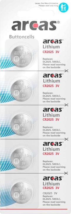 Image du produit Arcas Batterie CR2025, 5er-Sparset (5 pcs, CR2025, 150 mAh)