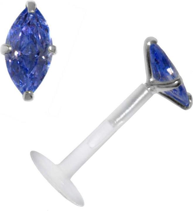Bijouteria Piercing für Lippe/Tragus (Bioplast, Silber 925, Zirkonia)