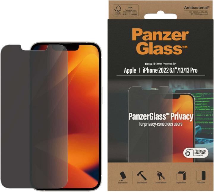 Immagine prodotto PanzerGlass Classic Fit Privacy (1 Pezzo/i, Apple iPhone 14, Apple iPhone 13 Pro, Apple iPhone 13)