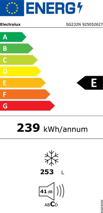 Label énergétique Electrolux SG232N (Autonome, 253 l)