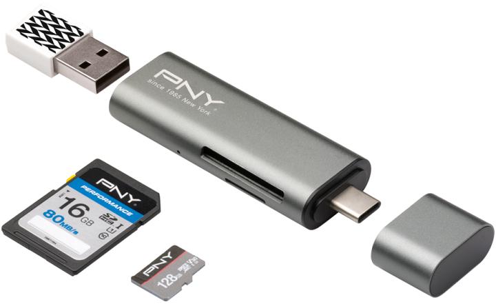 PNY Card Reader/Adapter RTCUA3N USB Type C/A (USB, USB 3.1, USB 2.0)