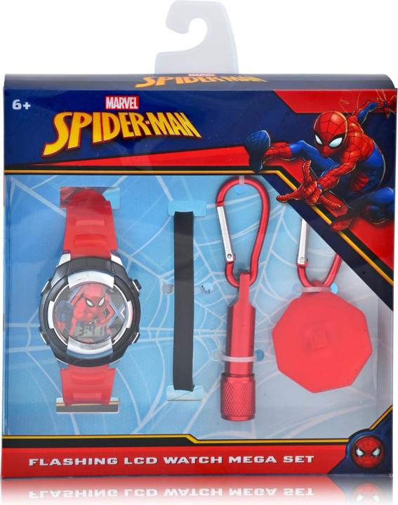 Actual product image Accutime Spider-Man wristwatch set with accessories, children's LCD watch with digital display, flashing (Digital watch)