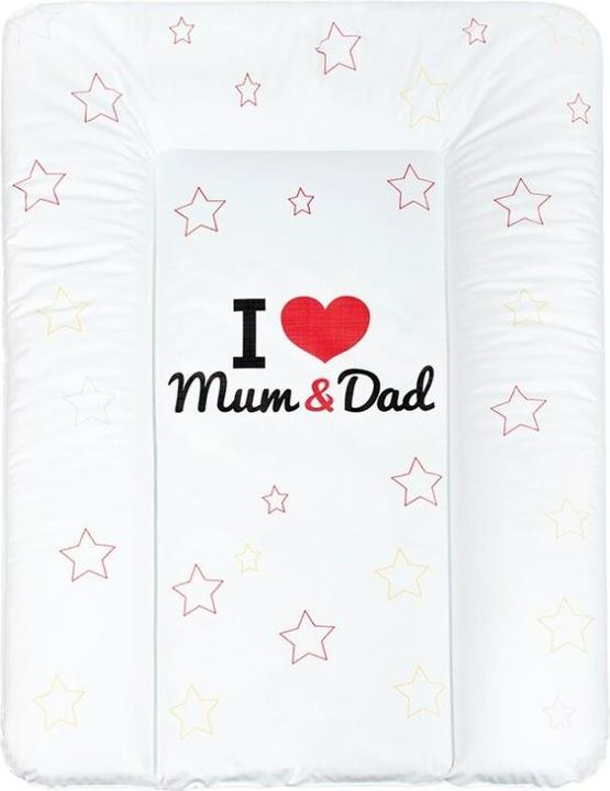 Actual product image New Baby Wickelauflage I love Mum and Dad weiss 70x50cm