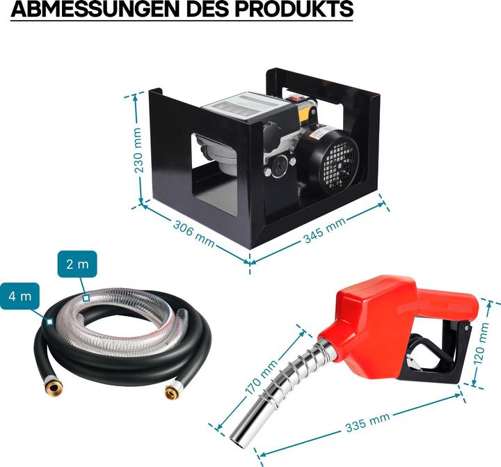Produktbild Wiltec Heizöl- und Dieselpumpe 230V/550W 50l/min selbstansaugend Pumpe Pistole
