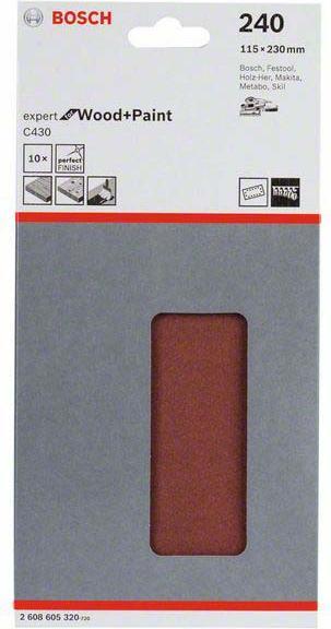 Produktbild Bosch Professional Zubehör Schleifblatt C430, 115 x 230 mm, 240, 14 Löcher, 10er-Pack (240)