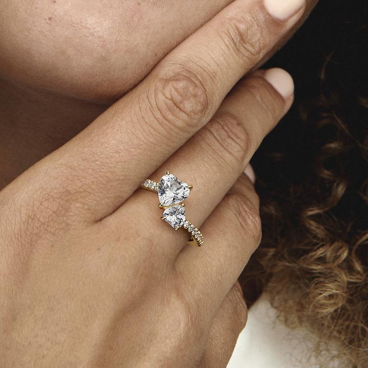 Actual product image Pandora Double Heart Sparkling Ring (50)