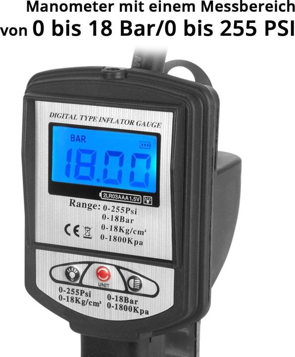 Immagine prodotto Stahlwerk Pistola digitale per gonfiaggio pneumatici ad aria compressa DRP-18 ST Campo di misura 0-18 bar