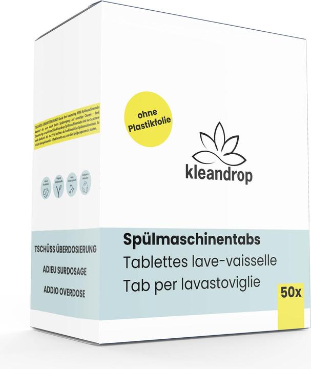 Image du produit Kleandrop Languettes pour lave-vaisselle (Tabs, 50 Cycles de lavage)