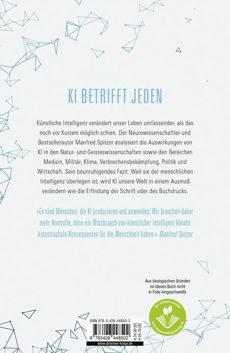 Actual product image Künstliche Intelligenz (German, Manfred Spitzer, 2023)