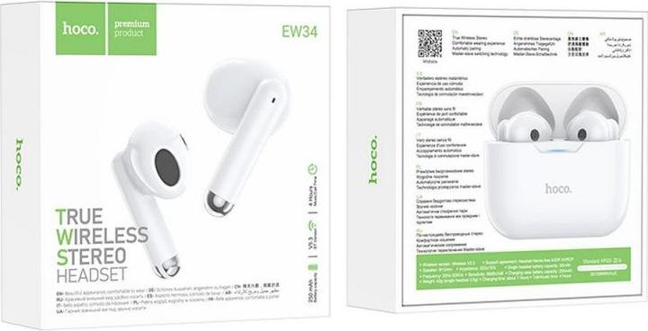 Image du produit Hoco - Wireless Earbuds (EW34) - TWS with Bluetooth 5.3 - White (Sans fil)