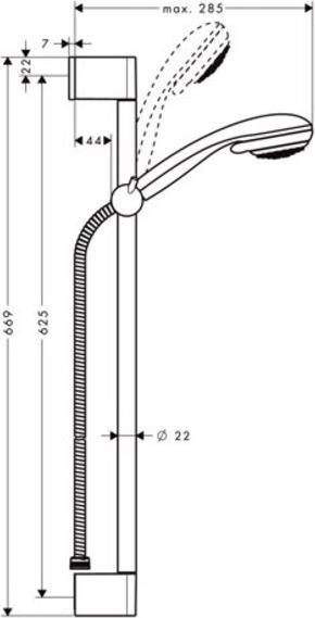 Actual product image hansgrohe HG Shower set CROMETTA 85 VARIOJET Shower rail Unica'Crometta 650mm chrome