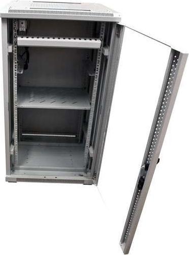 Produktbild Allnet 19 Schrank 12HE B600 / T600mm *lichtgrau* SNB-Serie Glastür (12 HE, 19 Zoll Rack)