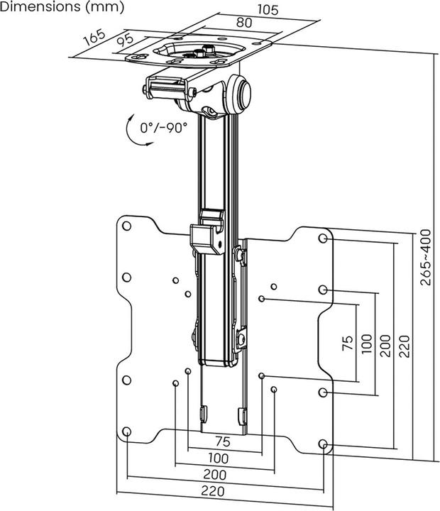 Actual product image Value Fold-Up Retractable TV (Ceiling, 37", 20 kg)