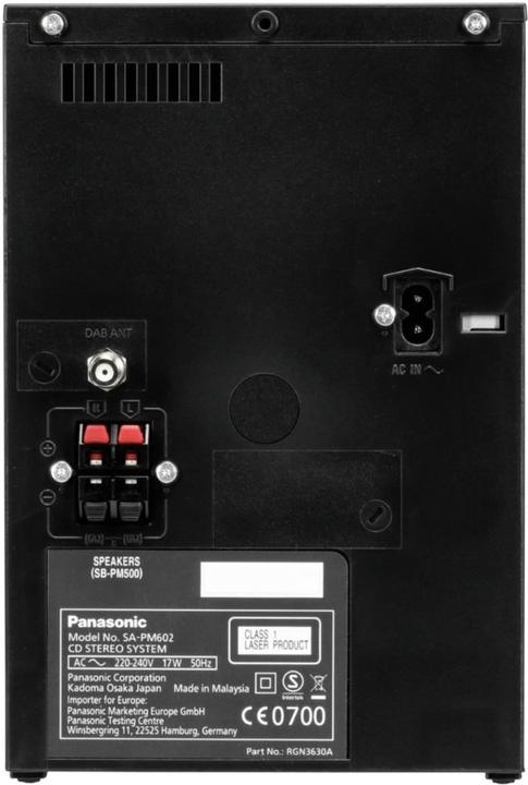 Actual product image Panasonic Sc-Pm602 (CD player, Bluetooth, 1x 40 W)