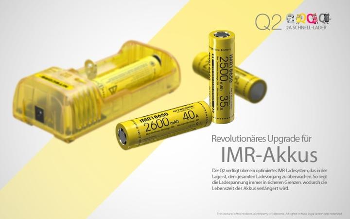 Actual product image Nitecore Q2 - Quick charger for Li-Ion batteries, 2 shaft chargers - 4 colours to choose from (Chargers without battery)