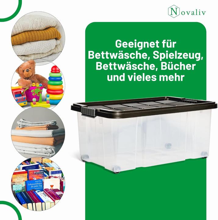Produktbild Novatool Novaliv 7 tlg Sparset Aufbewahrungsboxen mit Deckel Anthrazit 1x45 L + 2x 15L + 2x 5L + 2x 2L Nestba (45 l)