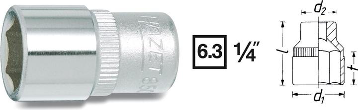 Produktbild HAZET Steckschlüsseleinsatz ∙ Sechskant 850-5 ∙ Vierkant6,3 mm (1/4 Zoll) ∙ Aussen Sechskant-Tractio… (5 mm)