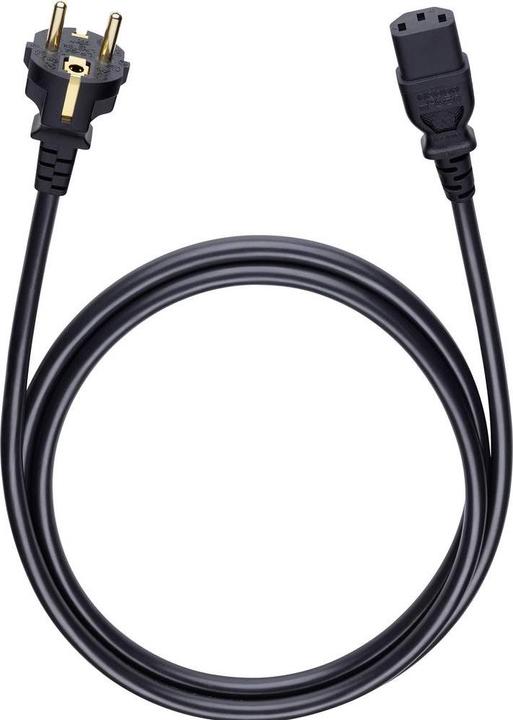 Actual product image Oehlbach Powercord C13/150 - 1.5m Mains Cable Schuko > IEC Connector Black (1.50 m)