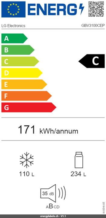 Energie-Label LG GBV3100CEP (344 l)