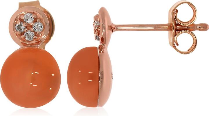 Image du produit Xen Boucles d'oreilles avec pierre de lune Peach et topaze blanche env. 3,77 ct. plaqué or rose (Argent sterling 925)