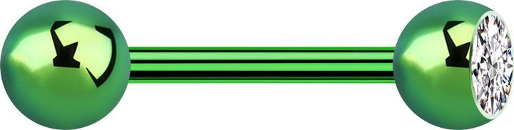 Image du produit Star Piercing Barbell vert avec boule et boule de cristal argenté (Titane G23, sans laiton)