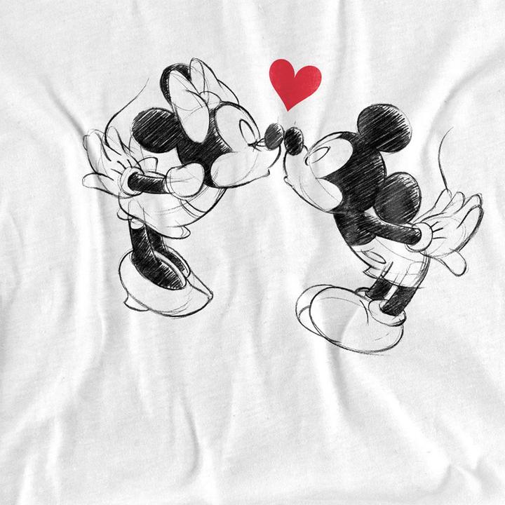 Immagine prodotto Disney Maglietta San Valentino Topolino e Topolina Schizzo di Bacio Adulto Unisex (L)