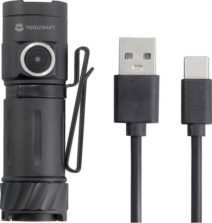 Productafbeelding Toolcraft TO-9664728 Mini zaklamp, verstelbaar, met riemclip, met noodverlichting (7.02 cm, 1200 lm)