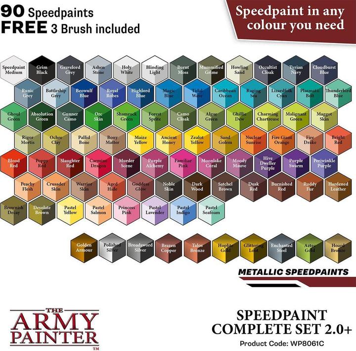 Image du produit The Army Painter Kit complet Speedpaint 2.0 (Pink, Rouge, Bronze, Argent, Bleu, Marron, Noir, Jaune, Or, Violet, Substance : liquide, Gris, Vert, 1620 ml)