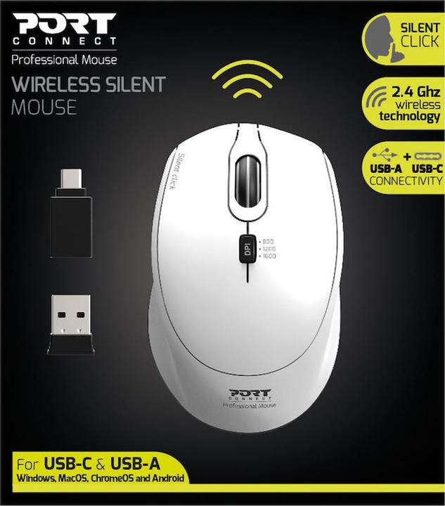 Actual product image Port Designs 900714 Mouse Ambidextrous RF Wireless+USB Type-C 1600 DPI (Wireless)