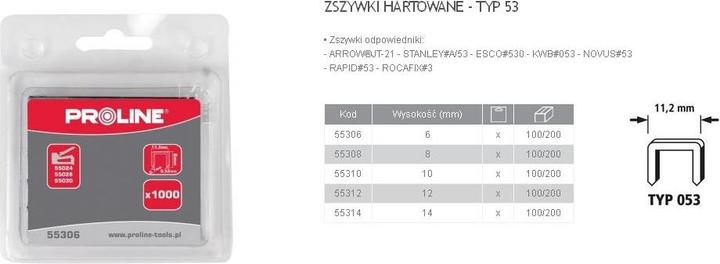 Actual product image Proline 10 mm tempered staples type 53 (11.2 mm) 1000 per cent (1000 x)