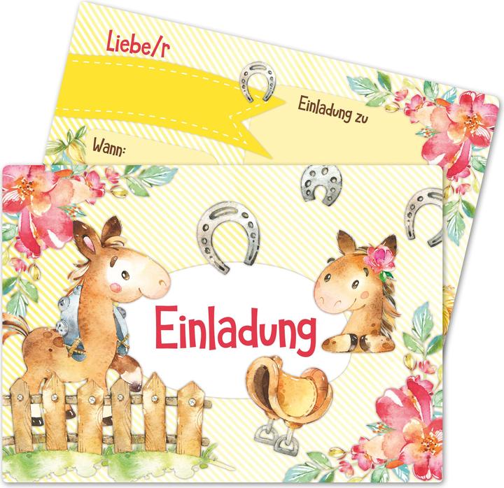 Image du produit Papierdrachen 12 cartes d'invitation pour un anniversaire - Chevaux (12 pcs)