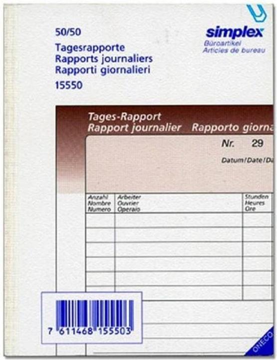 Image du produit Simplex Cahier autocopiant Rapports journaliers Oneco (100 x)