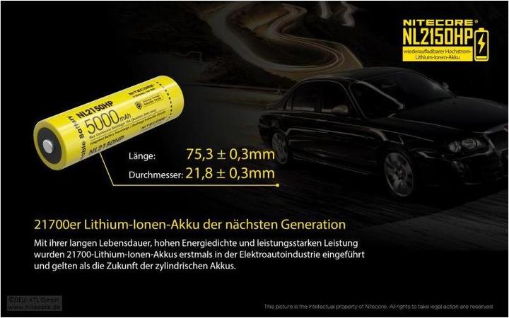 Produktbild Nitecore Li-Ion Akku Typ 21700 - 5000mAh - NL2150HP