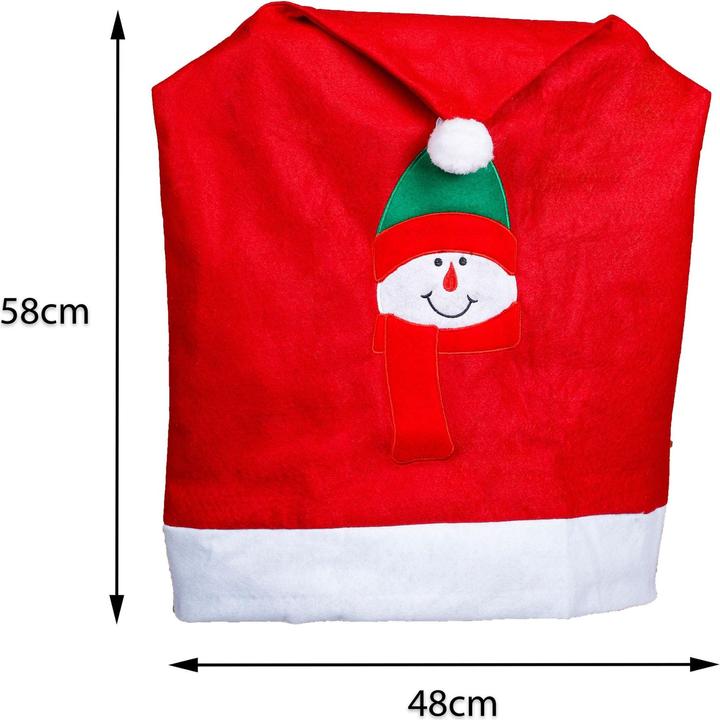 Produktbild Novaliv 12er Set Stuhlhussen Weihnachten I Rot I Schneemann I Stuhlbezug Weihnachten Deko