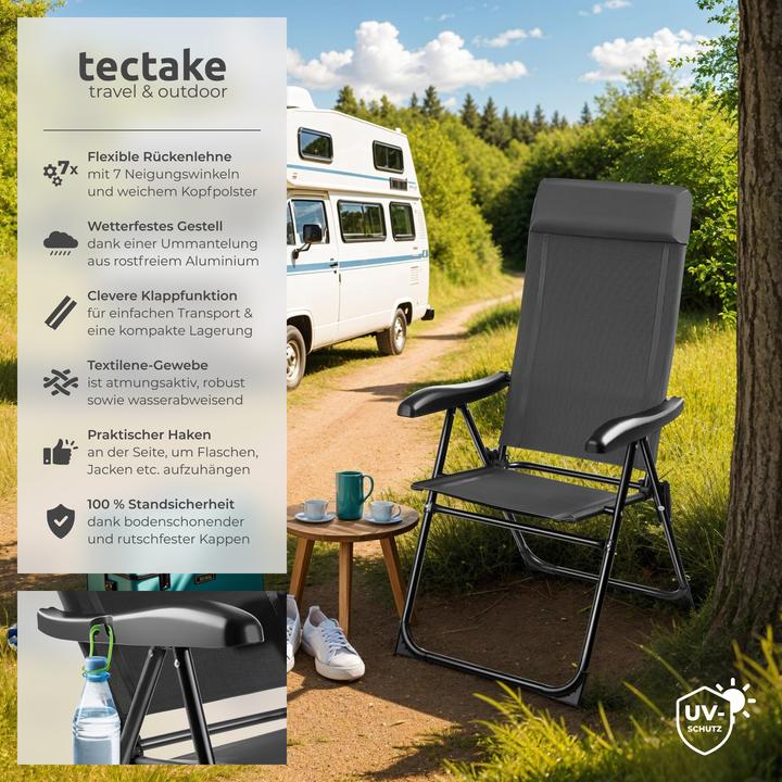 Actual product image tectake 2x Foldable camping chair Müritz with head cushion