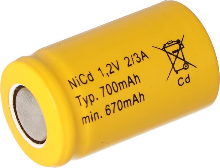 Produktbild Panasonic Akku KR-600AE 2/3 A Cadnica, Flat Top ohne Lötfahne (1 Stk., 700 mAh, Ladegerät ohne Akku)