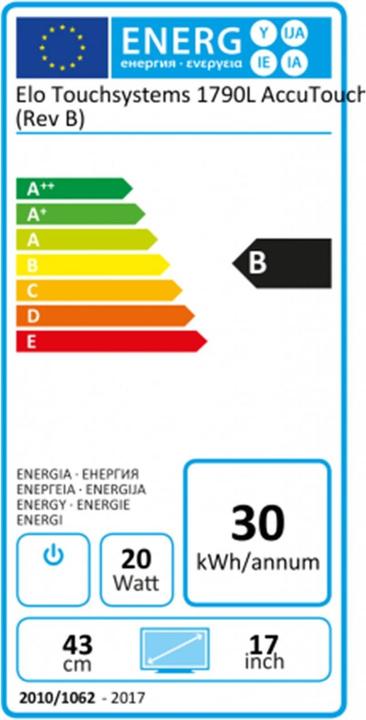 Energy Label ēlo ET1790L OPEN FRAME MONITOR (1280 x 1024 pixels, 17")