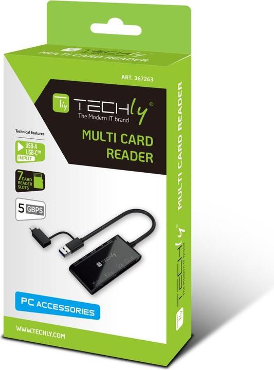 Produktbild Techly Multi-Kartenleser USB-A und USB-C (Type-B)