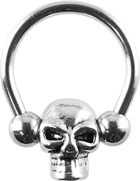 Produktbild Star Piercing Closure Ring silber mit Totenkopf (Chirurgenstahl 316L, ohne Messing)