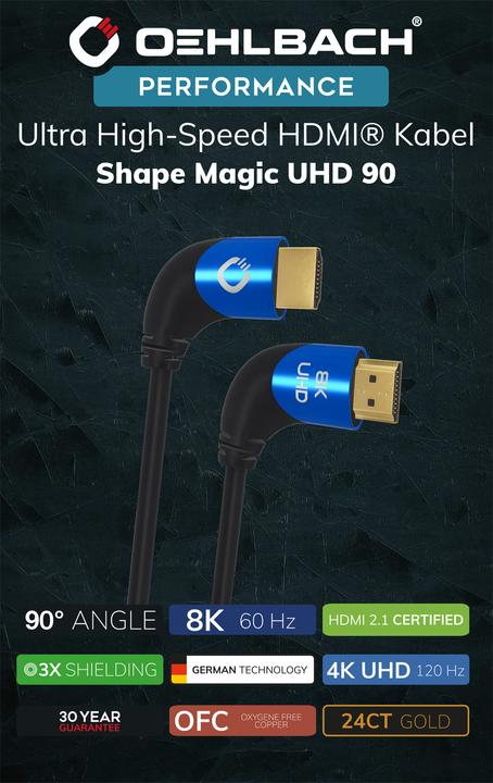 Actual product image Oehlbach HDMI AV connection cable (1x HDMI plug - 1x HDMI plug) 2 m Black (2 m, HDMI)