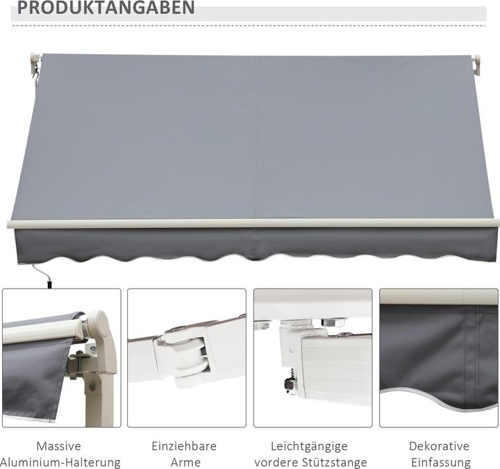 Actual product image Outsunny Hinged awning with hand crank (2.45 m)