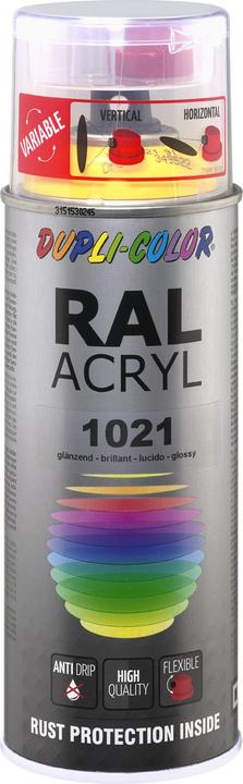 Actual product image Dupli-Color Glossy acrylic paint RAL 1021 colza yellow (Rape yellow, 0.40 l)