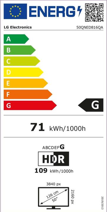 Energie-Label LG 50QNED819 (50", QNED81, LED, 4K, 2022)