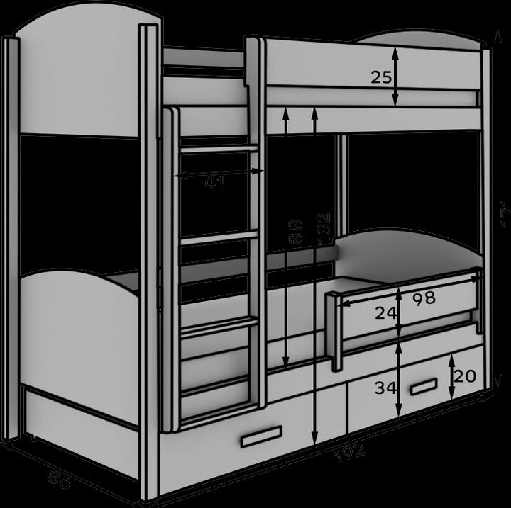 Produktbild ADRK Furniture Kinder-Etagenbett Jori 180x80 (180 x 80 cm)