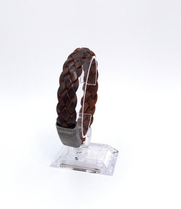 Image du produit Thomss Bracelet cuir No.15 cuir unisexe brun & fermoir acier inoxydable mat circonférence 23cm (23 cm, Acier inoxydable, 100% cuir)