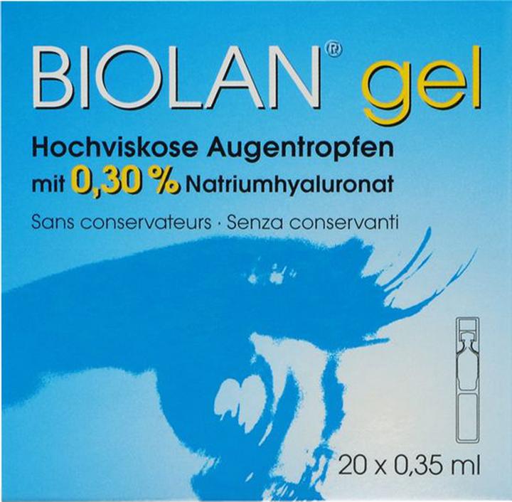 Produktbild Biolan Gel Augentropfen (7 ml, Biolan Augentropfen/Gel mit Natriumhyaluronat 0.3% zur verbesserten Befeuchtung, Linderung und Pflege trockener Augen)