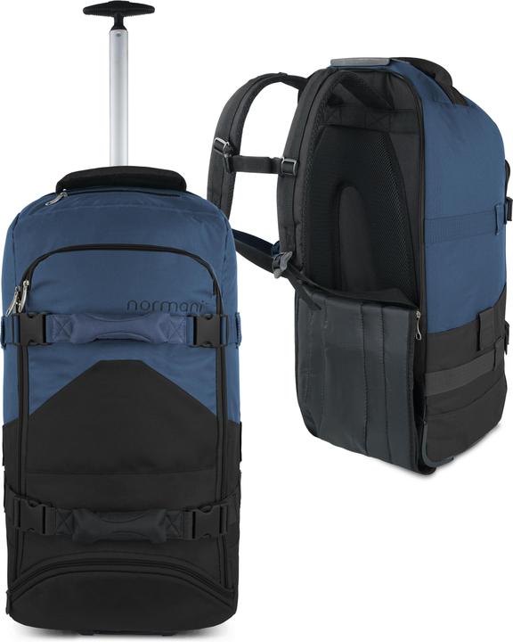 Normani Reisetasche mit Rucksackfunktion 90L mit Regenüberzug Schwarz/Navy (90 l, L (90 - 115l))