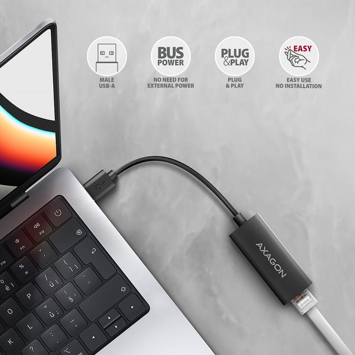 Image du produit Axagon ADE-AR, USB-A 3.2 Gen 1 - Gigabit Ethernet s????ov?? karta, Realtek 8153, auto-installation (USB 3.0, RJ45 Gigabit Ethernet (1x))