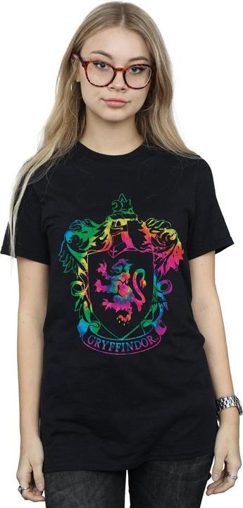 Actual product image Womens/Ladies Gryffindor Crest Tie Dye Infill Cotton Boyfriend T-Shirt (M)