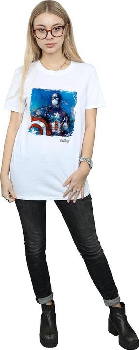 Actual product image Womens/Ladies Captain America Art Cotton Boyfriend T-Shirt (XXL)